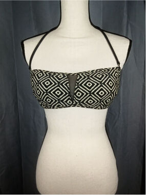 Women's Mossimo Black & Cream Geometric Bikini Top M